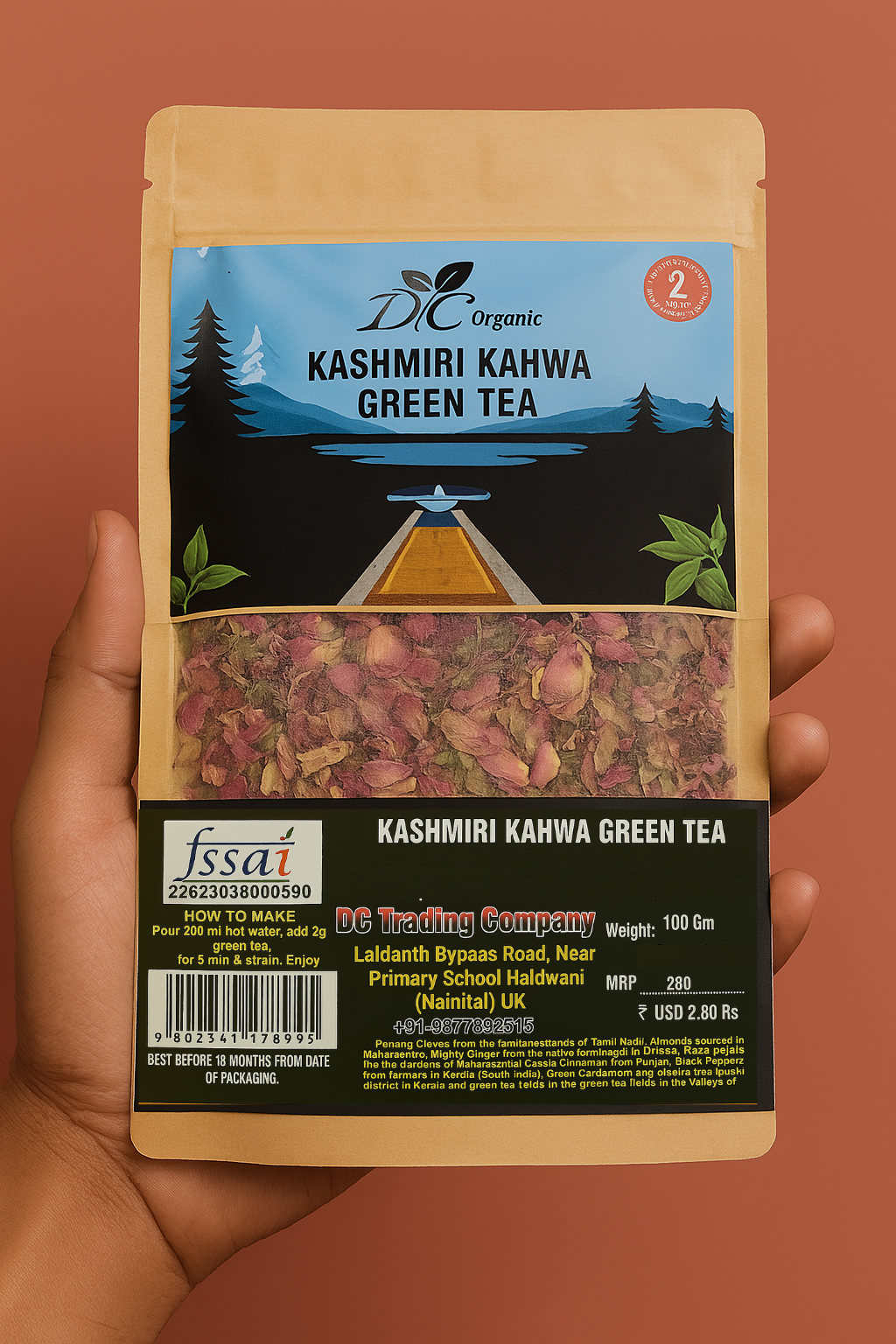 Organic Kashmiri Kahwa Green Tea 100gm.